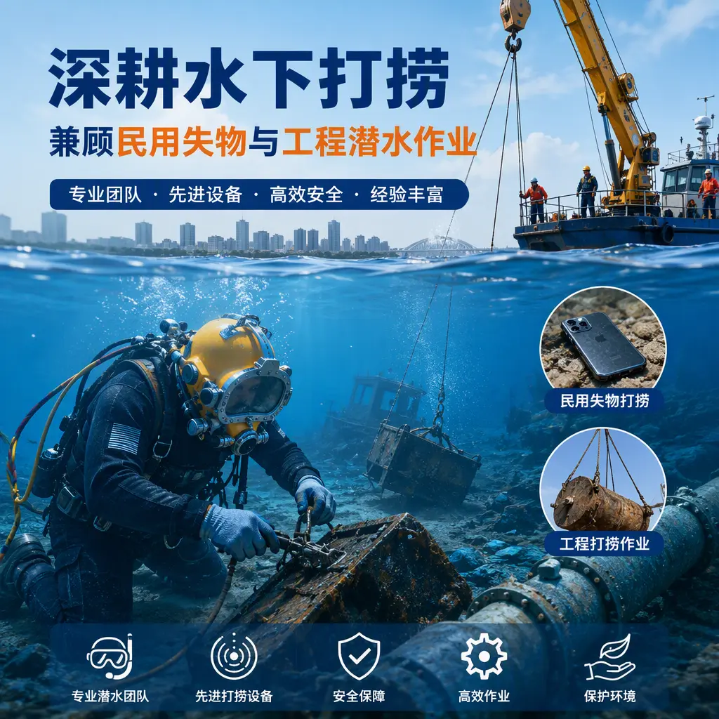 深耕水下打捞，兼顾民用失物与工程潜水作业赤城