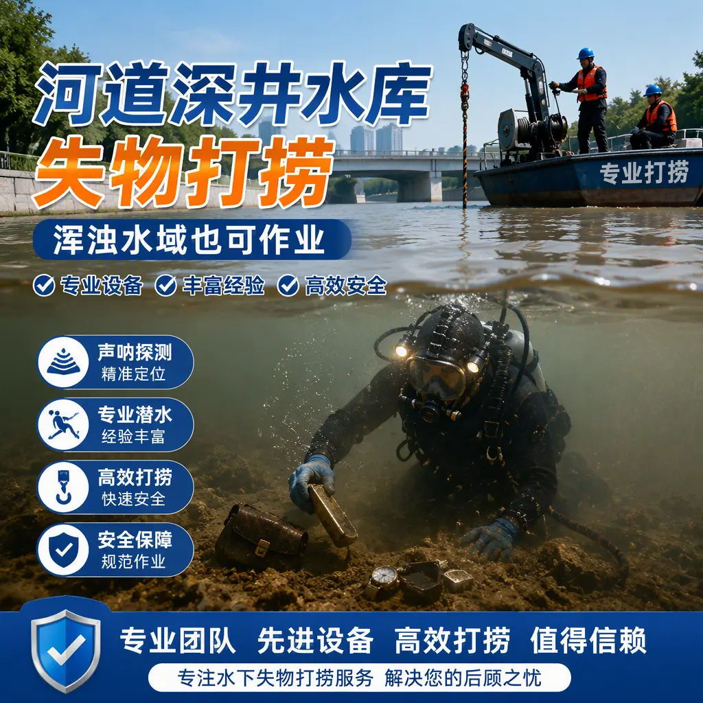 河道深井水库失物打捞，浑浊水域也可作业赤城